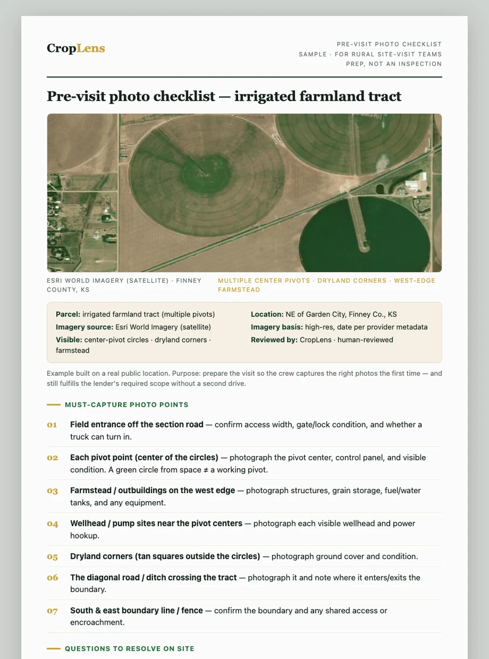 The actual pre-dispatch brief — Finney County, KS